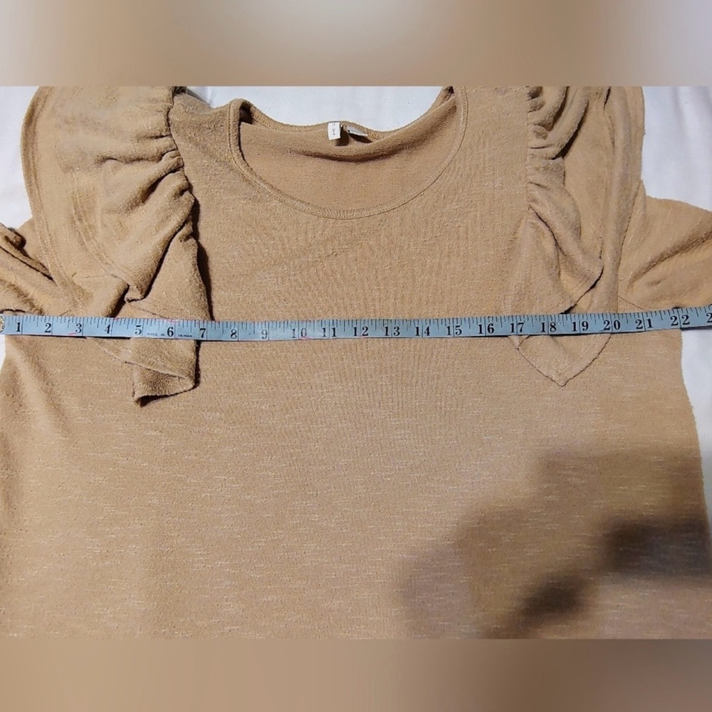 Cato Tan Ruffle Sleeve Long Sleeve Top - Picture 6 of 9